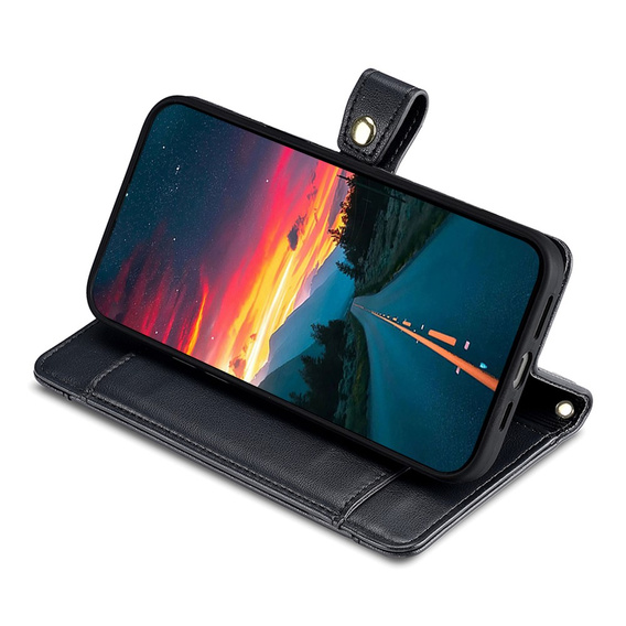 Θήκη με πτερύγιο για Infinix Note 40 Pro, Wallet Zipper Pocket, μαύρη