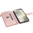 θήκη πτερύγιο για Samsung Galaxy S25 Edge, Rhombus Crossbody Leather, ροζ rose gold