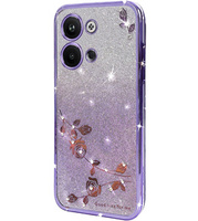 Θήκη για Infinix Note 30 VIP, Glitter Flower, μωβ