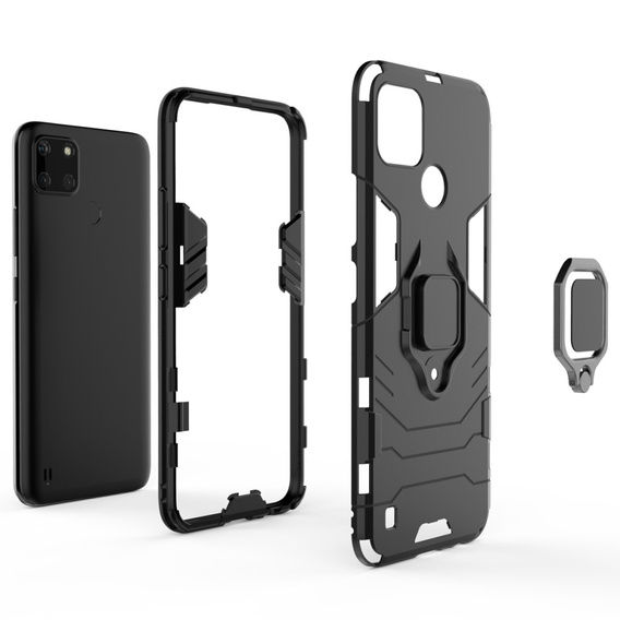 Θήκη για Realme C21Y, Kickstand Ring, μαύρη