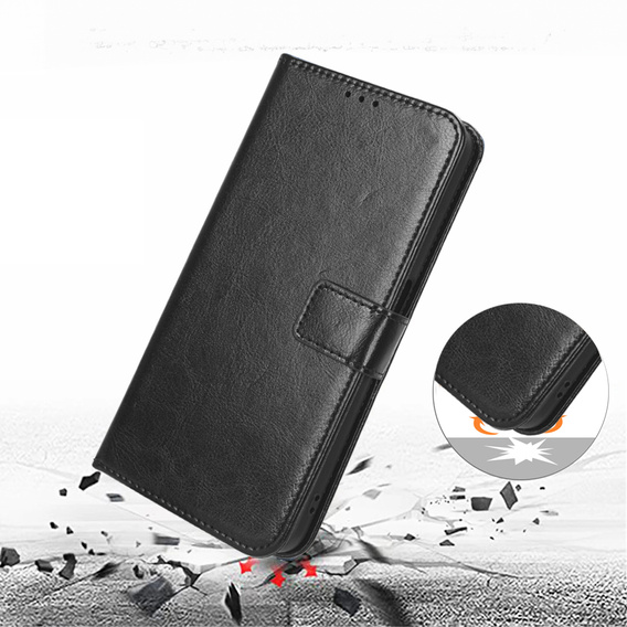 Θήκη με πτερύγιο για Oppo A5 5G / A5m, Crazy Horse Wallet, μαύρη