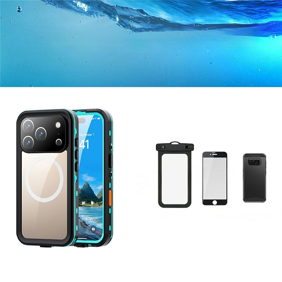 Θήκη για iPhone 17 Pro, αδιάβροχη IP68, SHELLBOX MagSafe, μπλε