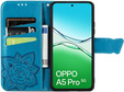 Θήκη με πτερύγιο για Oppo A5 Pro 5G, Butterfly, μπλε