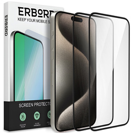 2x Κεραμικό υβριδικό γυαλί ERBORD για iPhone 15 Pro Max