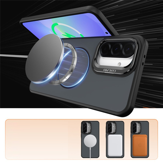 Θήκη Skin-touch με βάση MagSafe για Samsung Galaxy A57 5G, μαύρη