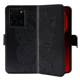 Θήκη με πτερύγιο για Xiaomi 13T / 13T Pro, Butterfly, μαύρη