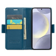 Θήκη για Samsung Galaxy S24, ERBORD Glossy Litchi, πορτοφόλι με πτερύγιο, μπλε
