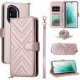 Θήκη με πτερύγιο για Honor 400 5G, Crossbody Leather Wallet, ροζ