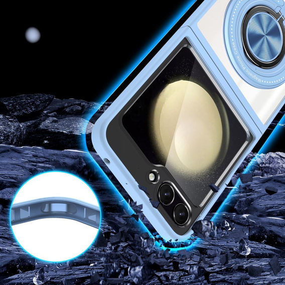 Θήκη για Samsung Galaxy Z Flip7 FE / Z Flip6, Corners Dropproof, για MagSafe, διαφανής / μπλε