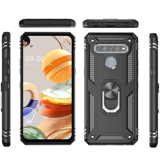 θωρακισμένη θήκη για LG K61, Nox Case Ring, μαύρη