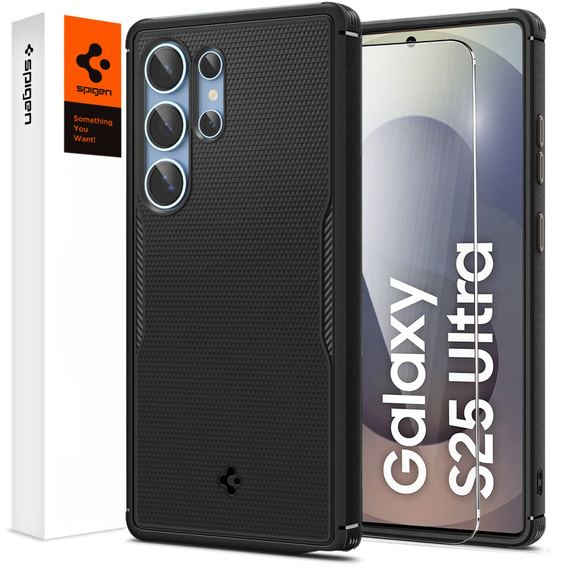 θήκη Spigen για Samsung Galaxy S25 Ultra, Core Armor MagSafe, μαύρη + μετριασμένο γυαλί 9H