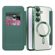 Θήκη με πτερύγιο για Samsung Galaxy A56, RFID Wallet MagSafe CamShield, πράσινη
