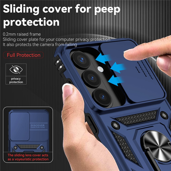 Θήκη με βάση και προστατευτικό φακού για Samsung Galaxy S26, μπλε