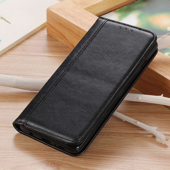 θήκη με πτερύγιο για Xiaomi Poco F6, Split Leather, μαύρη