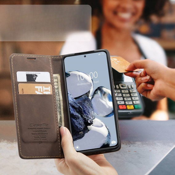 θήκη CASEME για Xiaomi 12T / 12T Pro, Leather Wallet Case, καφέ