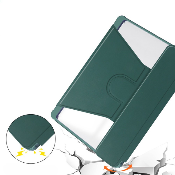 Θήκη πληκτρολογίου για Samsung Galaxy Tab A9+, Rotary 360° Leather, σκούρα πράσινη