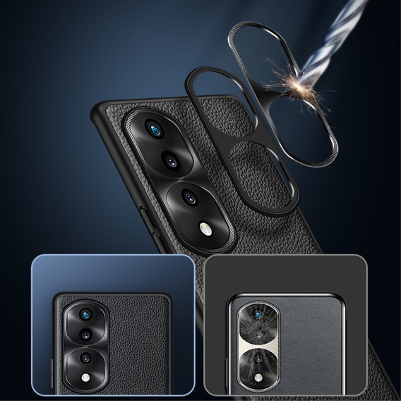 Δερμάτινη θήκη για Honor 70 5G, leather hybrid, μαύρη