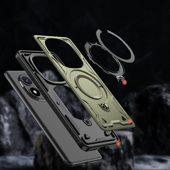 Θήκη για Xiaomi Redmi Note 14 Pro 5G / Poco X7 5G, Στρατιωτικό MagSafe, πράσινη + γυαλί 9H