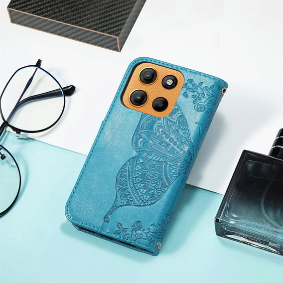 Θήκη με πτερύγιο για Motorola Moto G15 / Motorola Moto G15 Power, Butterfly, μπλε