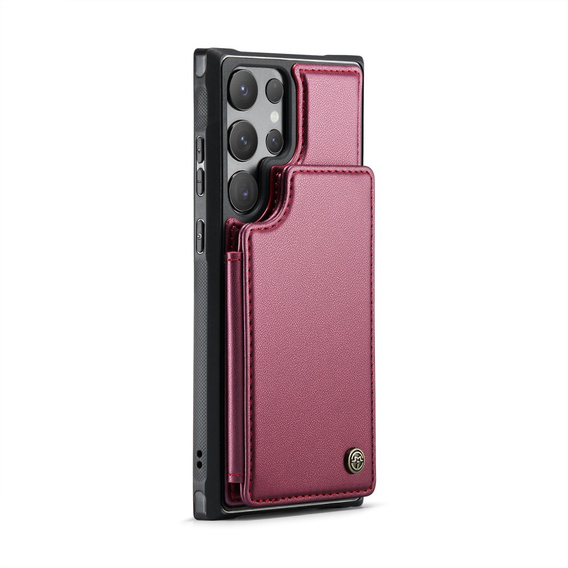CASEME flip case για Samsung Galaxy S25 Ultra, Litchi Wallet, κόκκινη