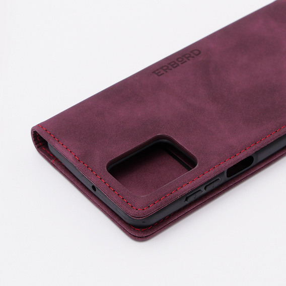 Θήκη για Motorola Moto G73, ERBORD Vintage, πορτοφόλι με πτερύγιο, κόκκινη
