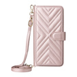 Θήκη με πτερύγιο για Xiaomi Poco F7 Ultra, Crossbody Leather Wallet, ροζ