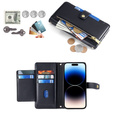 Θήκη με πτερύγιο για iPhone 14 Pro, Wallet Zipper Pocket, μαύρη