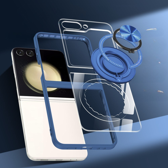 Θήκη για Samsung Galaxy Z Flip7 FE / Z Flip6, Corners Dropproof, για MagSafe, διάφανο / μπλε ναυτικό
