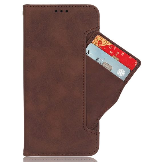 Θήκη με πτερύγιο για Realme C61, Card Slot, καφέ