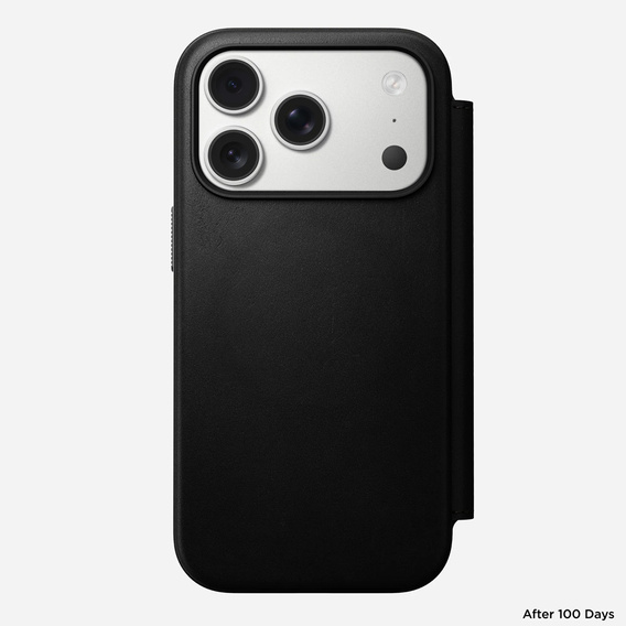 Θήκη Nomad για iPhone 17 Pro, Μοντέρνα δερμάτινη θήκη Folio, μαύρο
