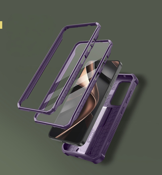 Θωρακισμένη θήκη για Samsung Galaxy S25, Dexnor Full Body (Two Frames), μωβ