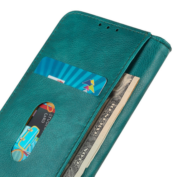 Θήκη για Motorola Edge 30 Neo, Wallet Litchi Leather, πράσινη