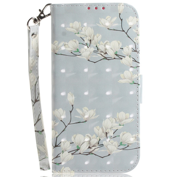 Θήκη με πτερύγιο για Oppo Reno 11F 5G, Wallet, Magnolia Flowers γκρι