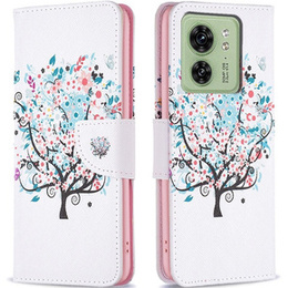Θήκη με πτερύγιο για Motorola Edge 40 5G, Wallet, colorful tree, λευκή