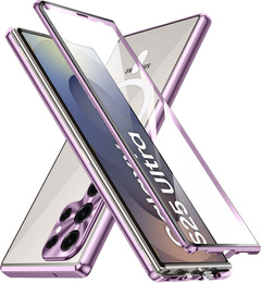 Μαγνητική θήκη MagSafe Dual Glass για Samsung Galaxy S25 Ultra, μωβ