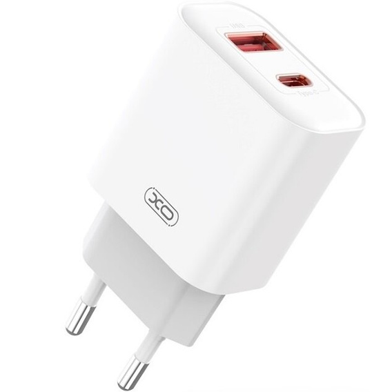 XO CE12 Φορτιστής δικτύου, USB-C, 20W + καλώδιο USB-C - Lightning, Λευκό