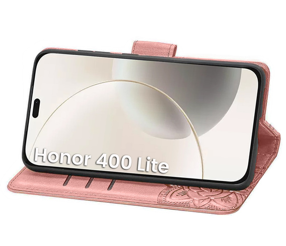 Θήκη με πτερύγιο για Honor 400 Lite, Butterfly, ροζ rose gold