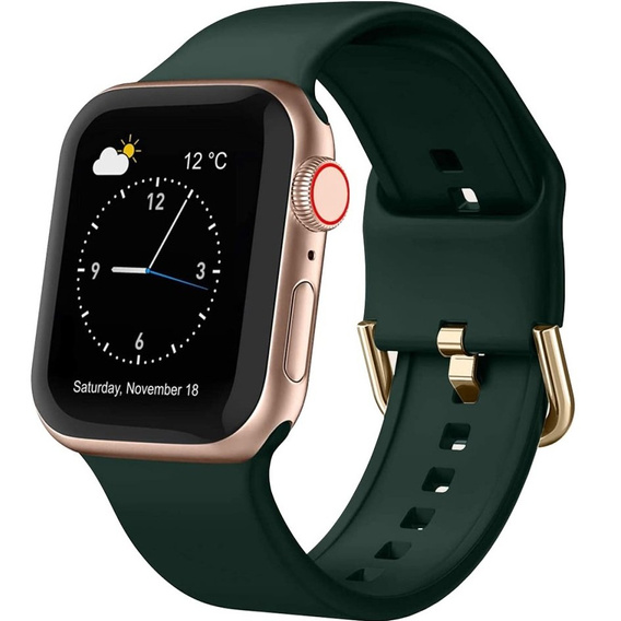Pasek Silikonowy do Apple Watch 1/2/3/4/5/6/7/8/SE/ULTRA 42/44/45/49mm, Ciemnozielony
