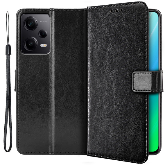 Θήκη με πτερύγιο για Xiaomi Redmi Note 12 Pro+ 5G, Crazy Horse Wallet, μαύρη