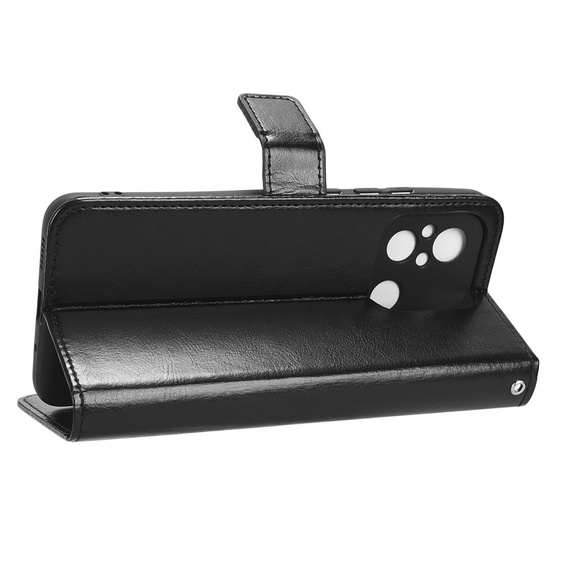Θήκη με πτερύγιο για Xiaomi Redmi 12C, Crazy Horse Wallet, μαύρη