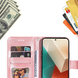 Θήκη με πτερύγιο για Xiaomi Redmi Note 13 5G, Mandala, ροζ rose gold