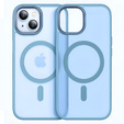Θήκη για iPhone 14, για MagSafe, ERBORD Μatt Case, μπλε + Γυαλί οθόνης