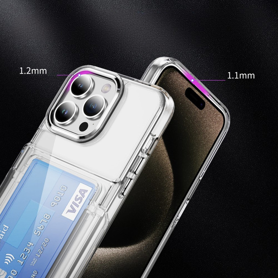 Θήκη για iPhone 16 Pro, Card Holder Kickstand, διαφανής