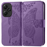 Θήκη με πτερύγιο για Xiaomi Poco F6, Butterfly, μωβ