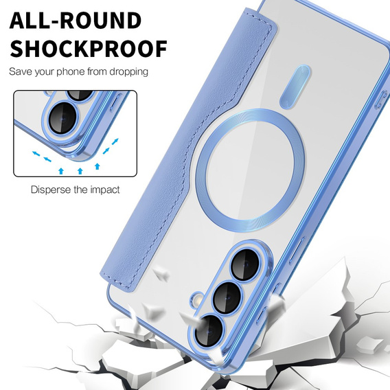 Θήκη με πτυσσόμενο κάλυμμα RFID Wallet MagSafe με προστασία κάμερας για Samsung Galaxy S26 Plus, μπλε