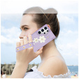 θήκη για Samsung Galaxy S25 Ultra, Leather Flower Card Slot, μωβ