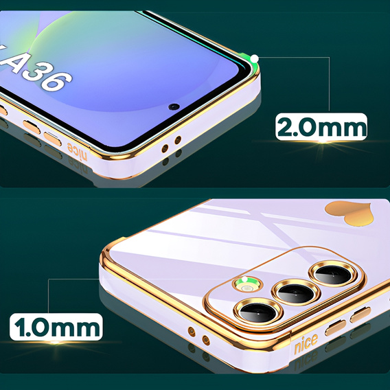 Η θήκη για το Samsung Galaxy A36, Electro heart, μωβ + γυαλί 9H