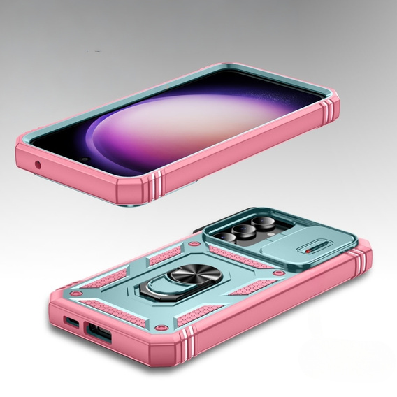 Θήκη για Samsung Galaxy S23 FE, CamShield Slide, πράσινο / ροζ