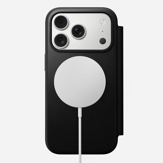 Θήκη Nomad για iPhone 17 Pro, Μοντέρνα δερμάτινη θήκη Folio, μαύρο