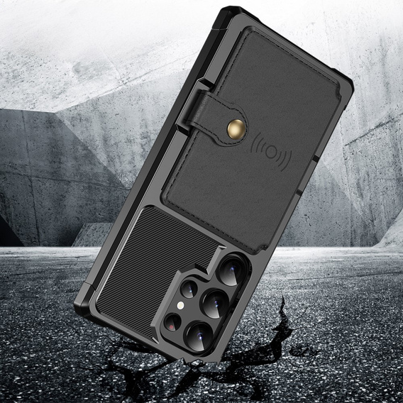 Θήκη για Samsung Galaxy S24 Ultra, Card Holder Kickstand, μαύρη